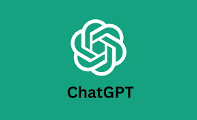 ChatGPT logo with text on a solid green background.